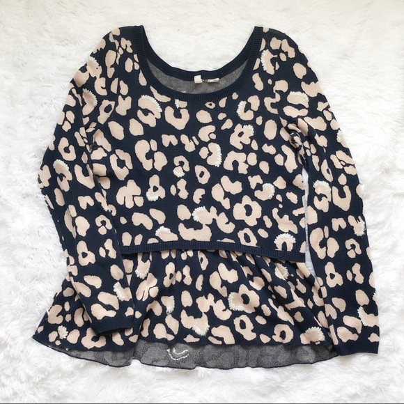 Anthropologie Sweaters - {Anthropologie Moth} Leopard Peplum Long Sleeve